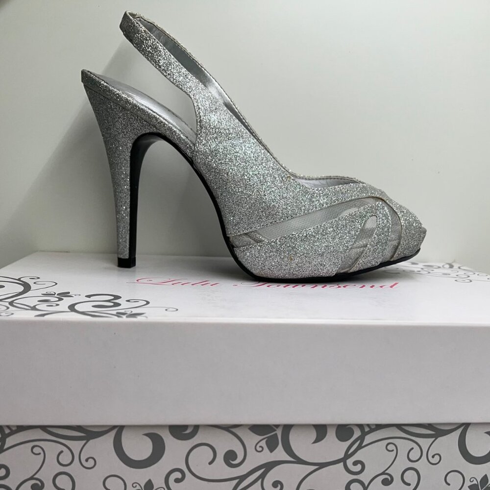 Heels & Purse Set! Lulu Townsend LT NATASHA 7.5 Silver Slingback